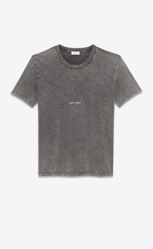 SAINT LAURENT T-Shirts et Jersey Homme T-shirt carré SAINT Laurent effet usé en jersey noir délavé a_V4